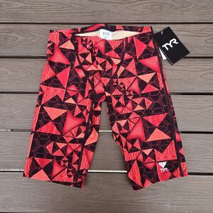 TYR Boys Mens  Geometric Jammer Red/Black Swimwear Swimsuit Size 28 New